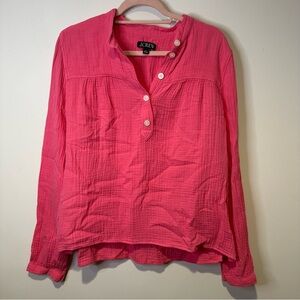 j crew pink gauze blouse size large